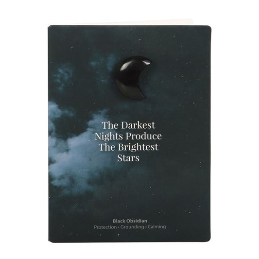 Darkest Nights Black Obsidian Crystal Moon Greeting Card