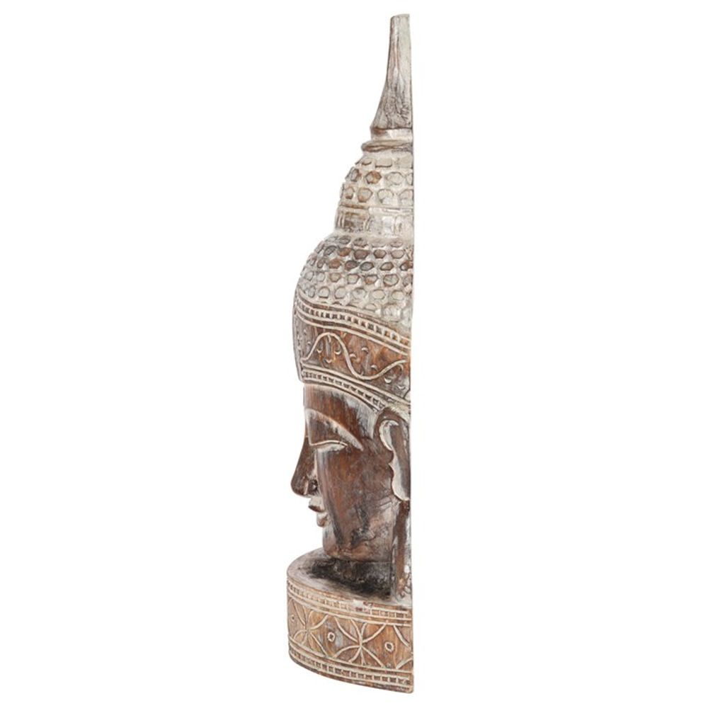 Large Rustic Wooden Buddha Head Ornament