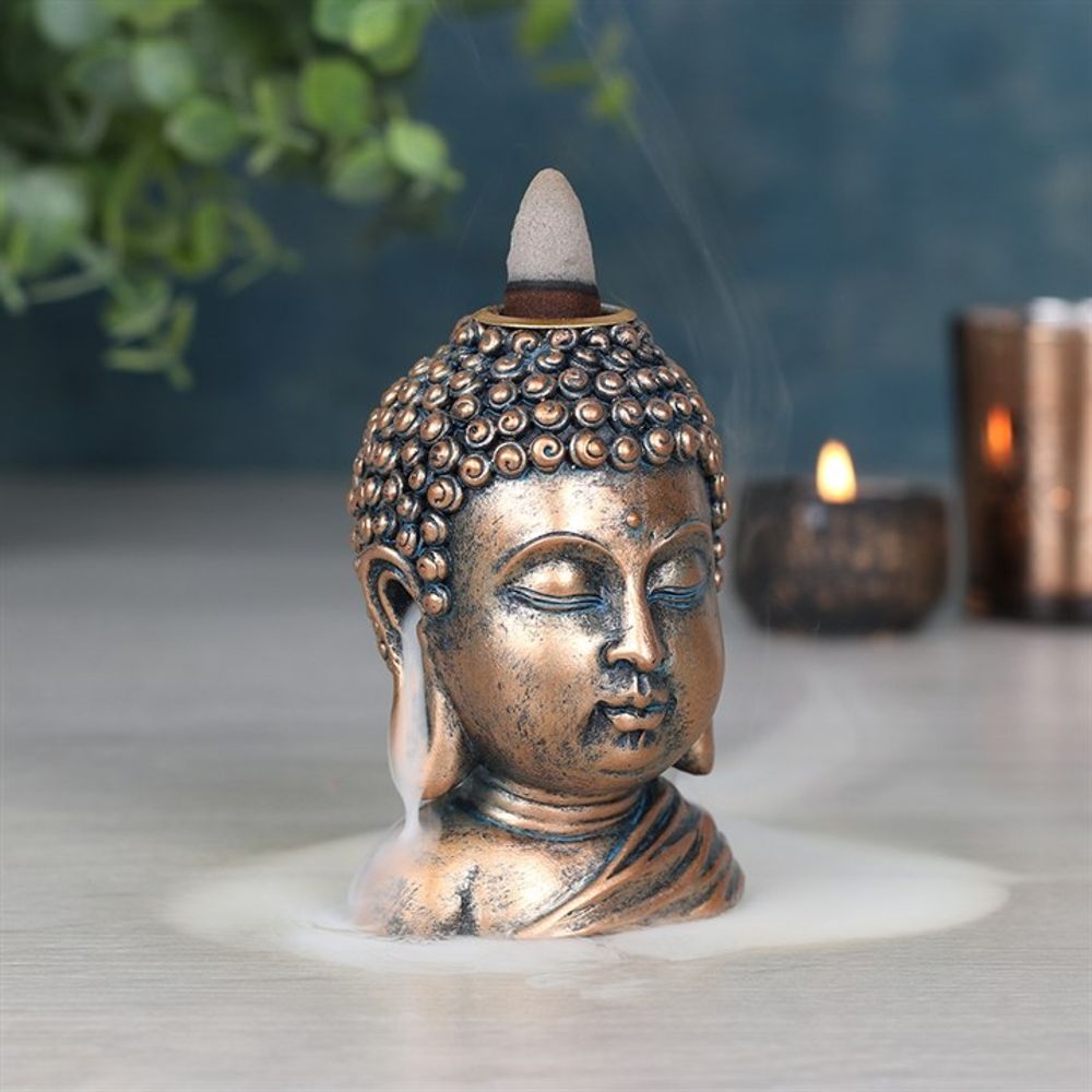 Bronze Buddha Head Backflow Incense Burner